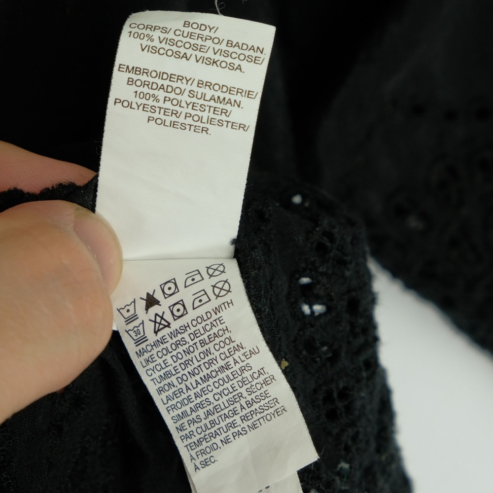 Lucky Brand Black Off Shoulder Embroider Top, Sz L - Picture 7 of 8